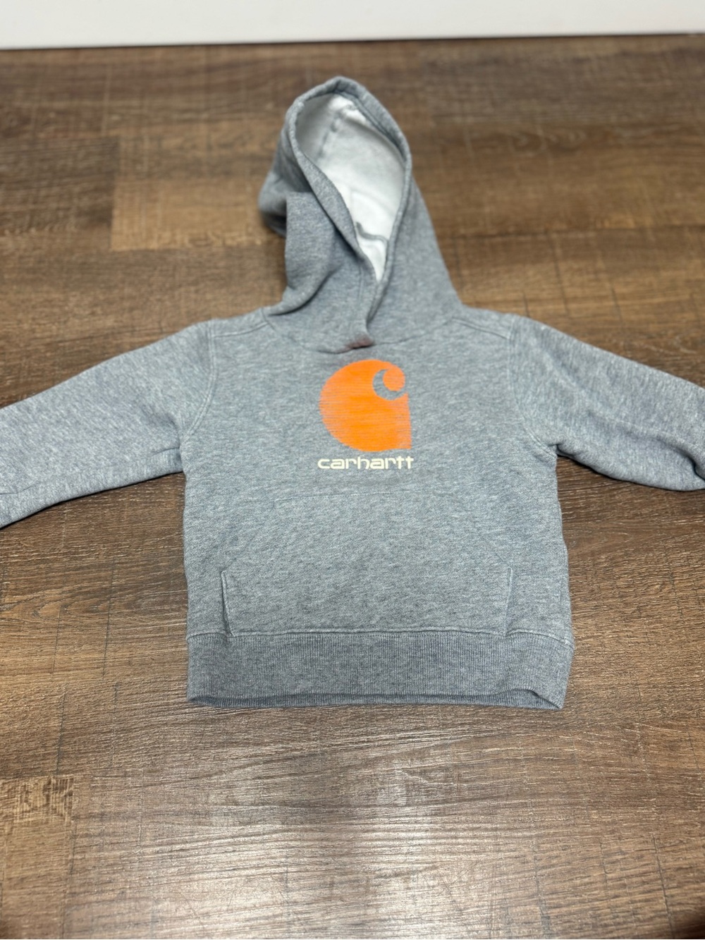 Carhartt Kids Gray Hoodie with Orange Logo Pullover